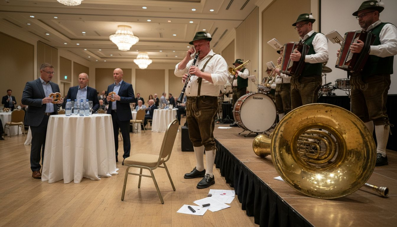 Bavarian Oompah band entertaining business guests