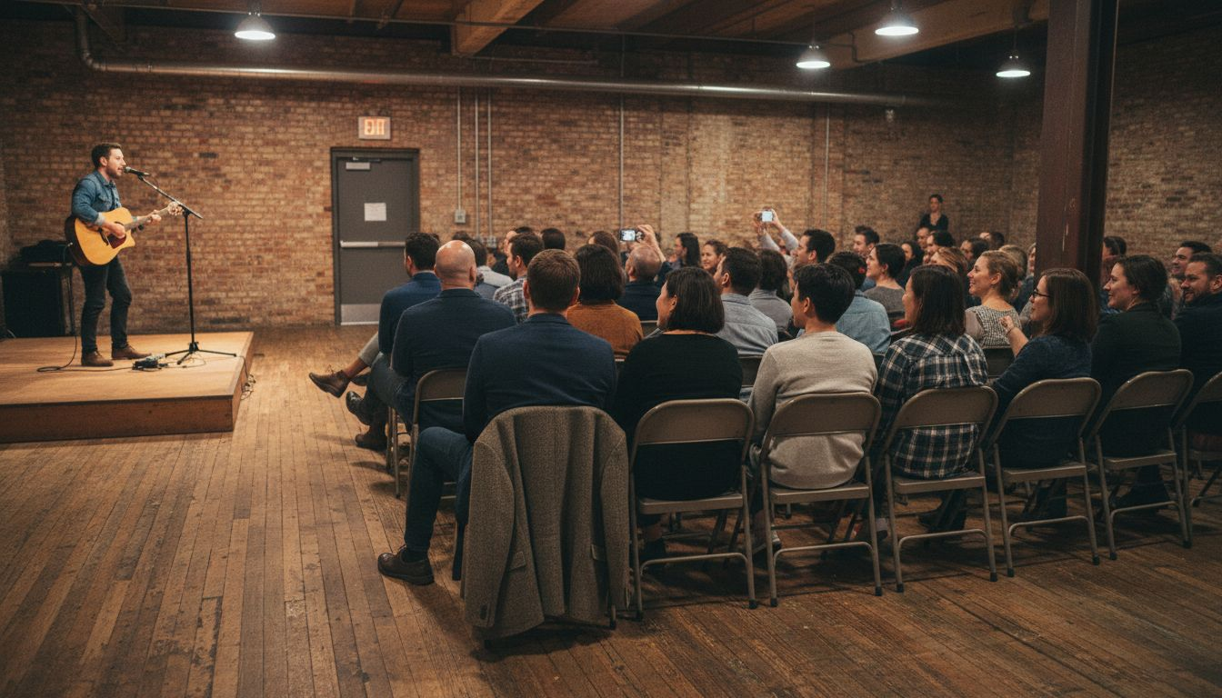 Employees reacting to live event performance