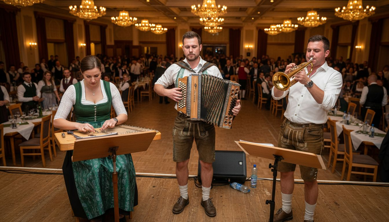 Live Bavarian musicians performing at event