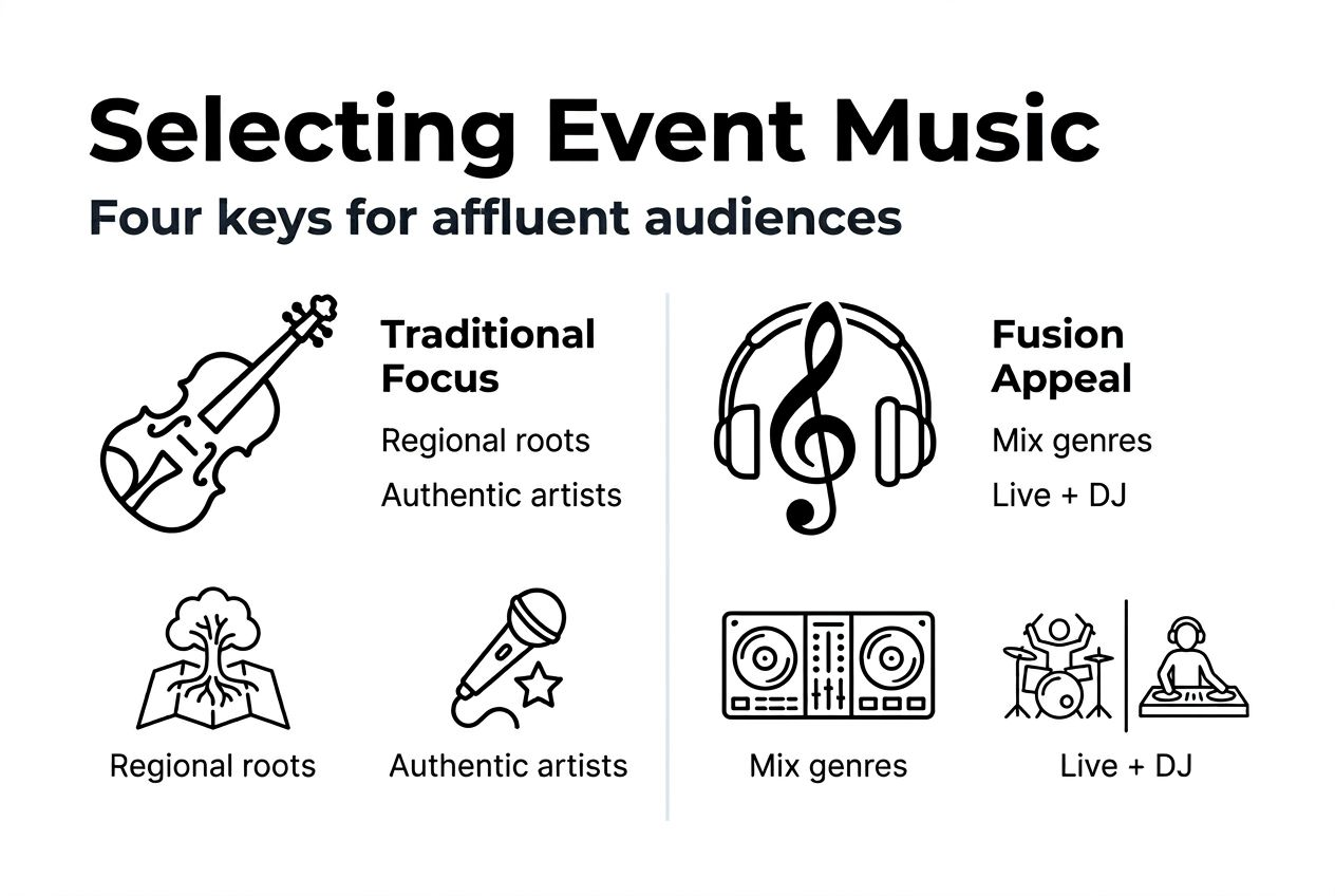 Infographic outlining music genre selection steps