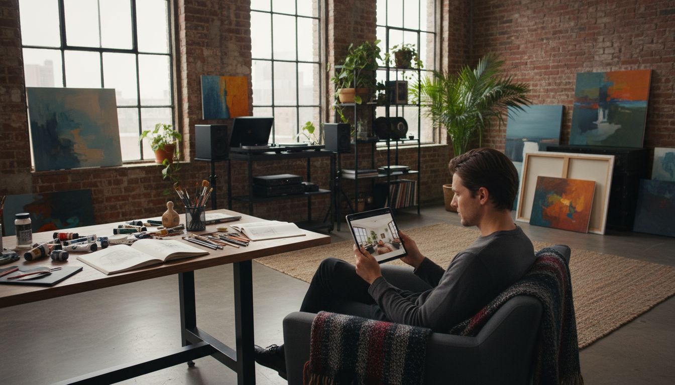 Artist's studio, art at home