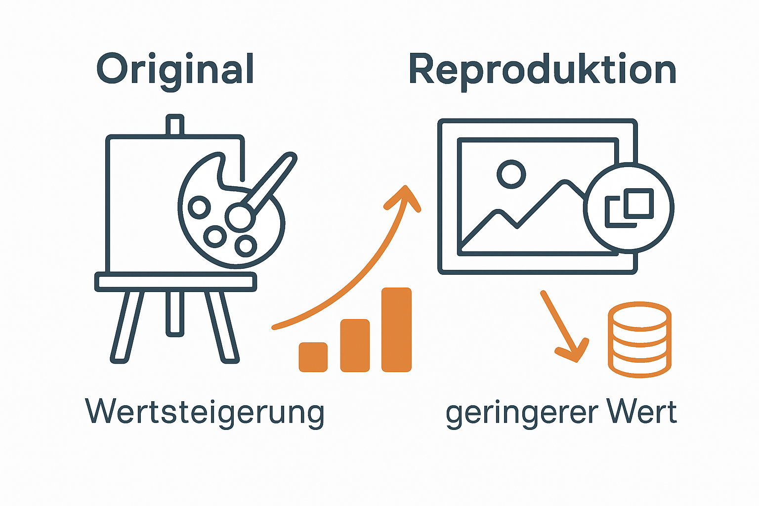 Original art versus reproduction comparison infographic