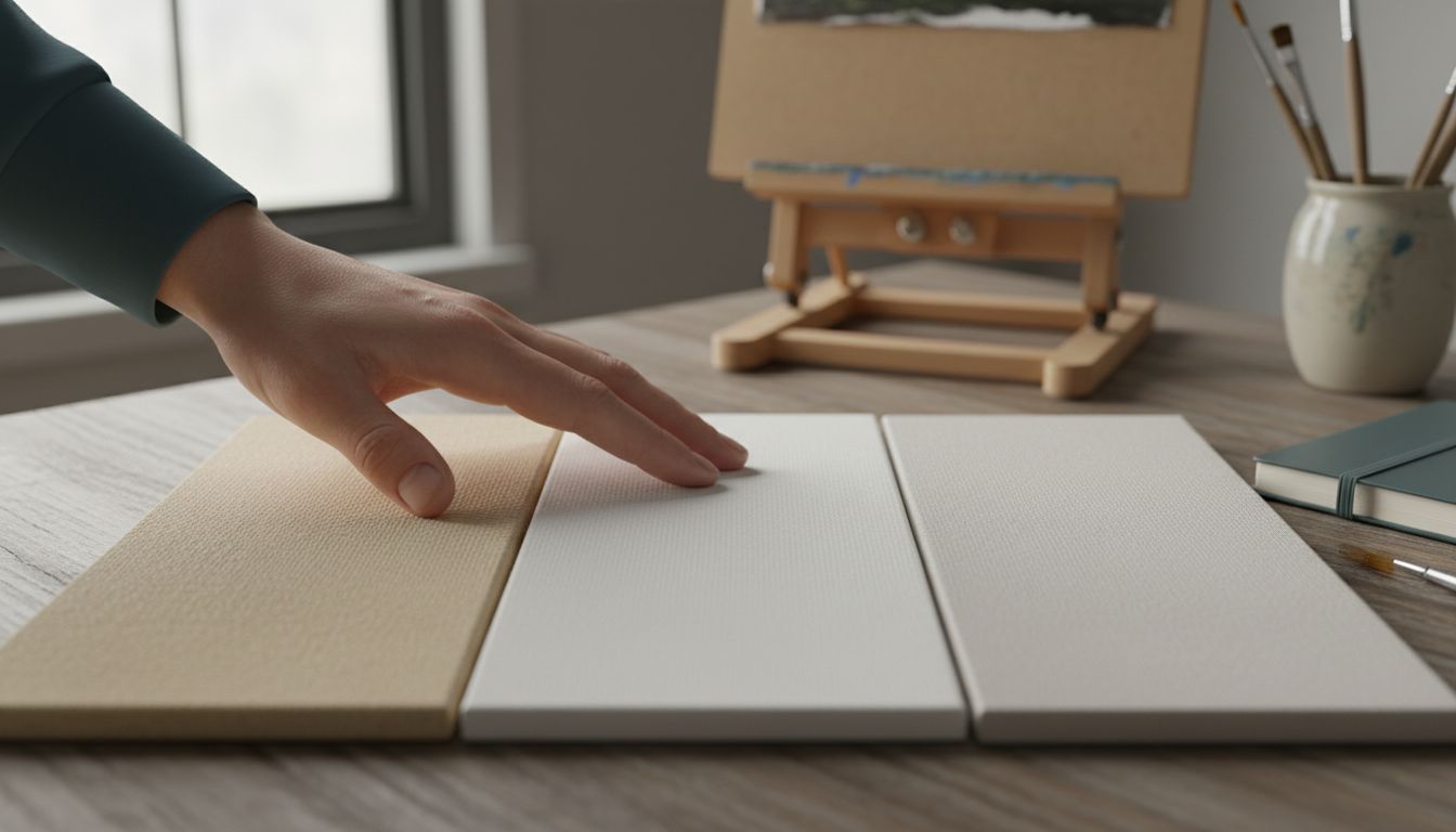 Closeup comparison of canvas materials