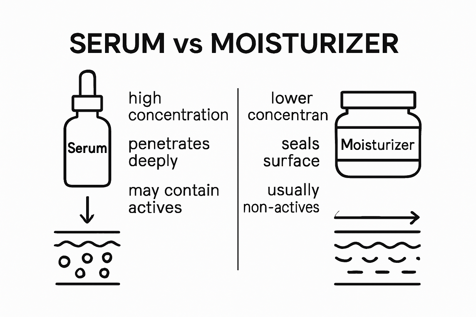 Infographie comparant sérums et crème hydratante