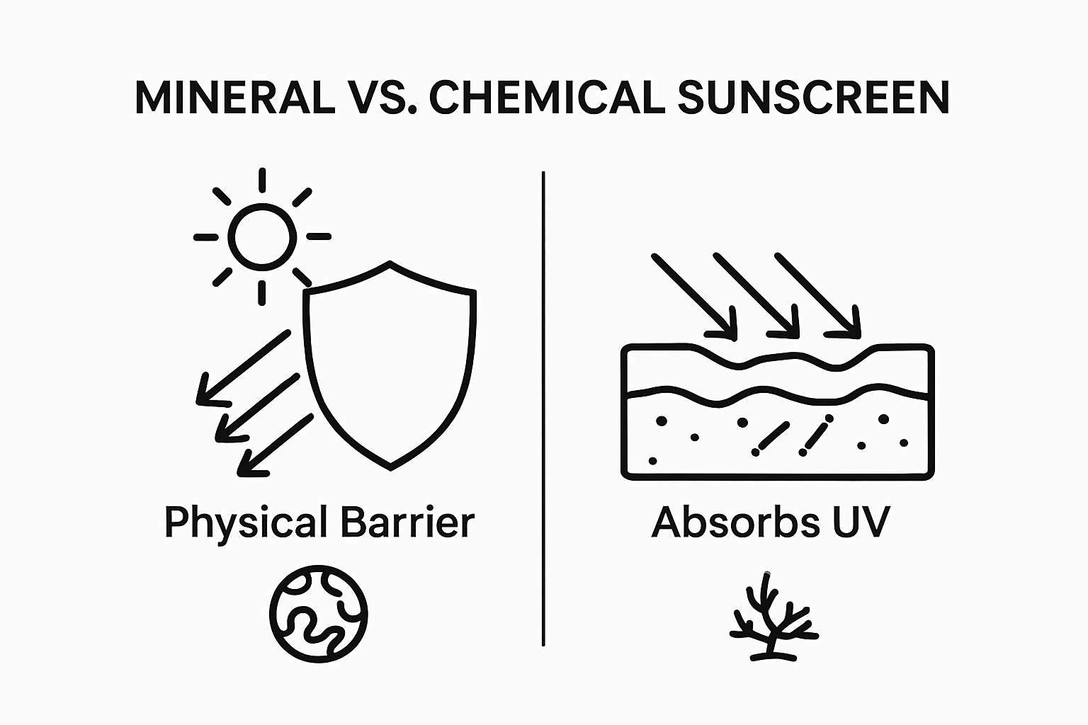 Infographic comparing mineral to chemical sunscreen