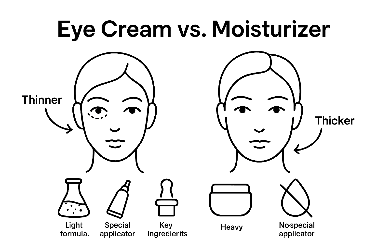 Infographic compares eye cream with moisturizer