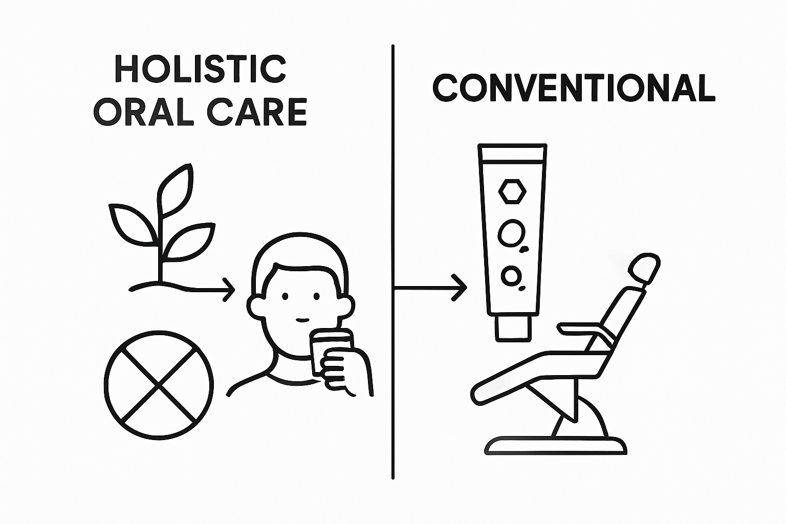 Infographic comparing holistic and conventional oral care