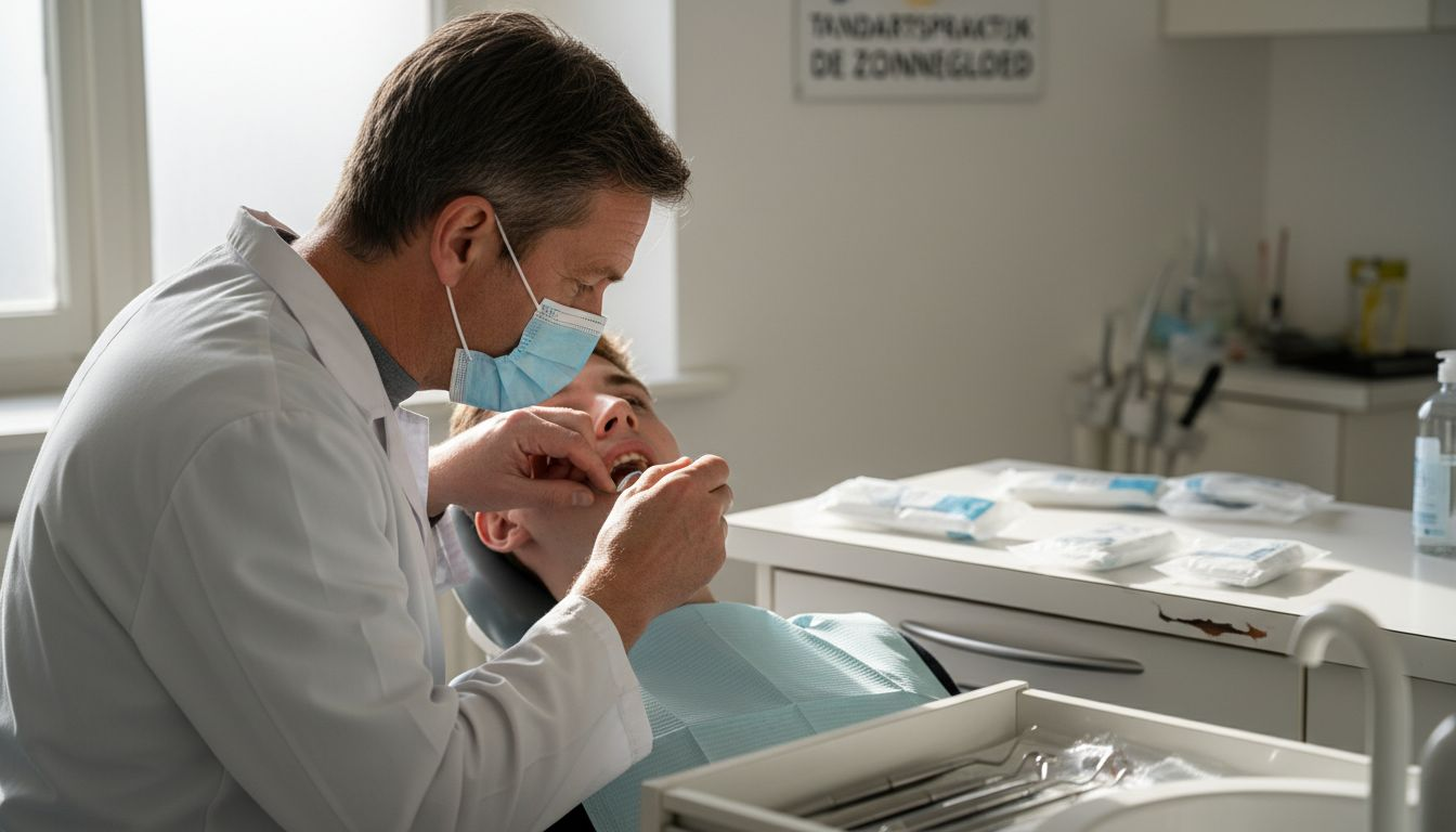 Tandarts controleert het gebit tijdens een periodieke controle