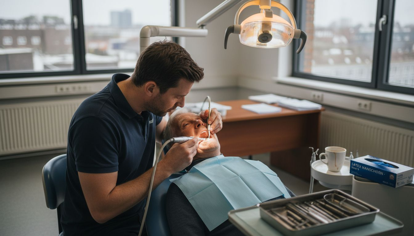 De tandarts maakt de kies klaar voor het plaatsen van een kroon.