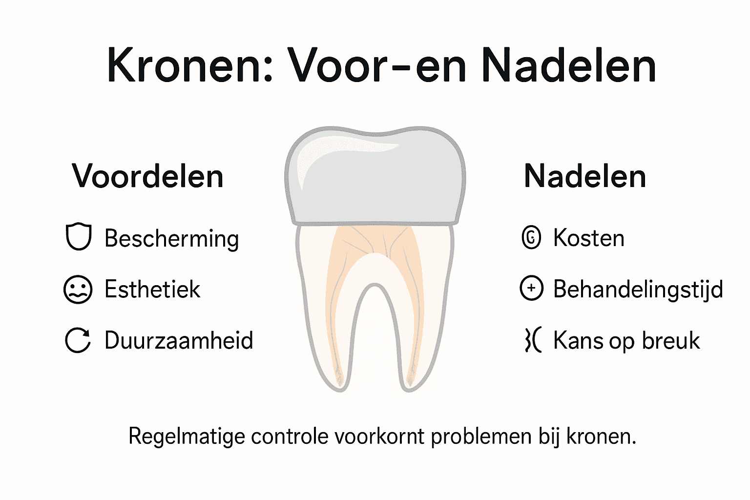 Infographic: de plus- en minpunten van kronen op een rij