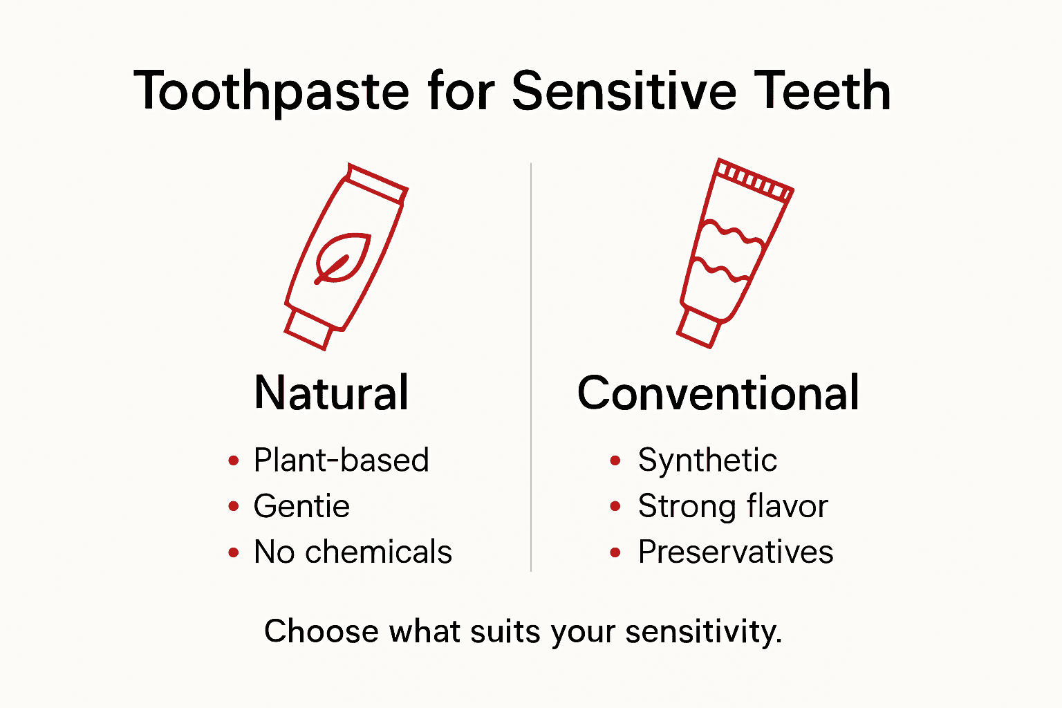 Infographic comparing natural and conventional toothpaste