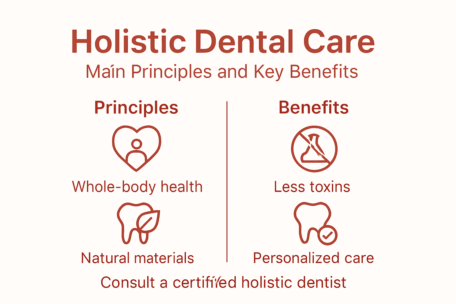 Infographic showing holistic dental care principles