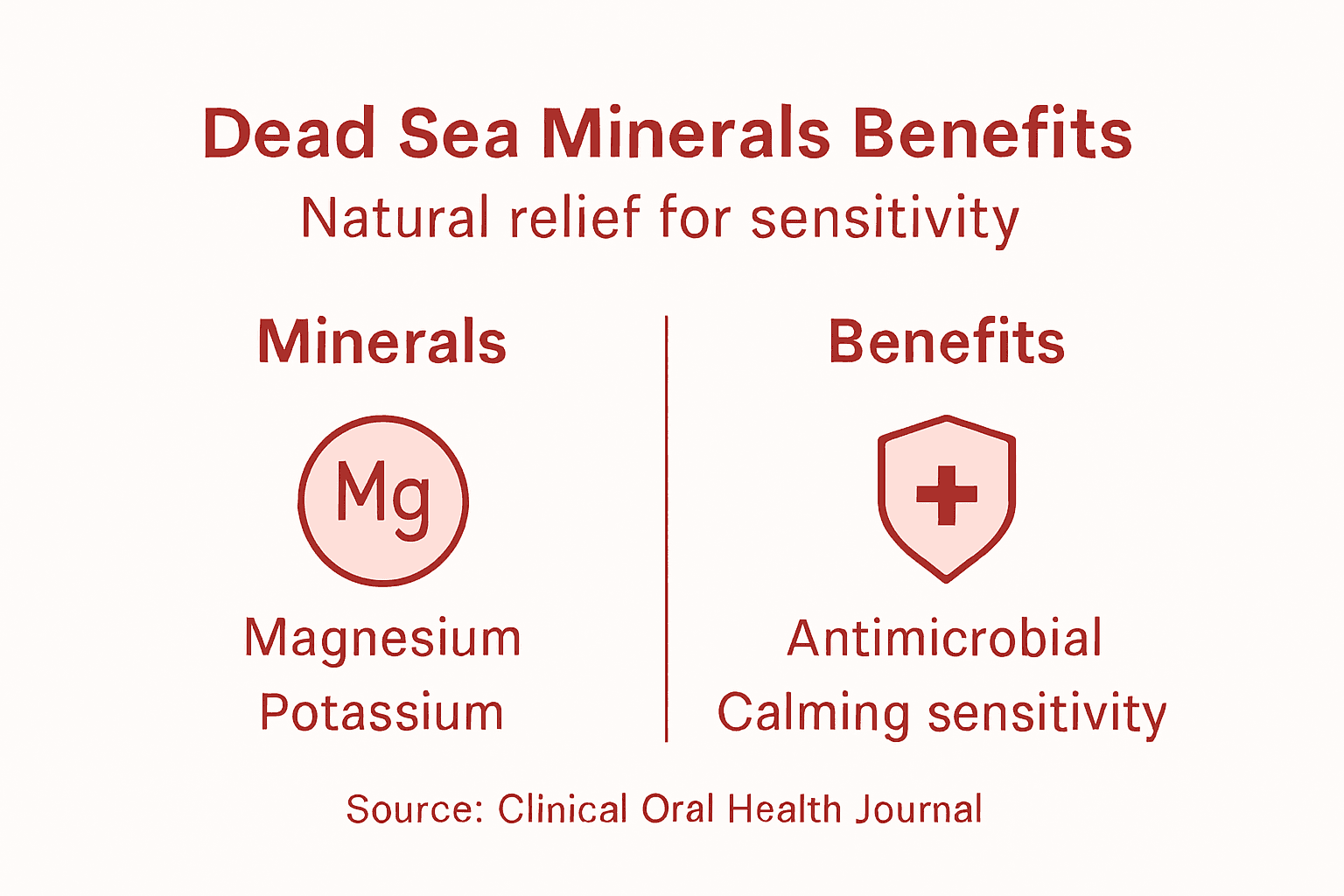 Infographic showing Dead Sea minerals oral care benefits