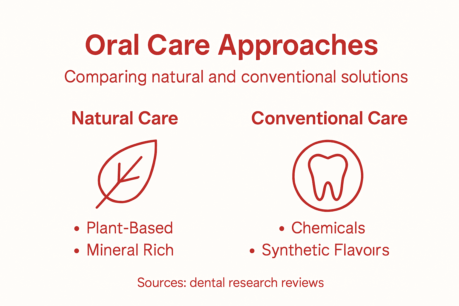 Infographic comparing natural and conventional oral care