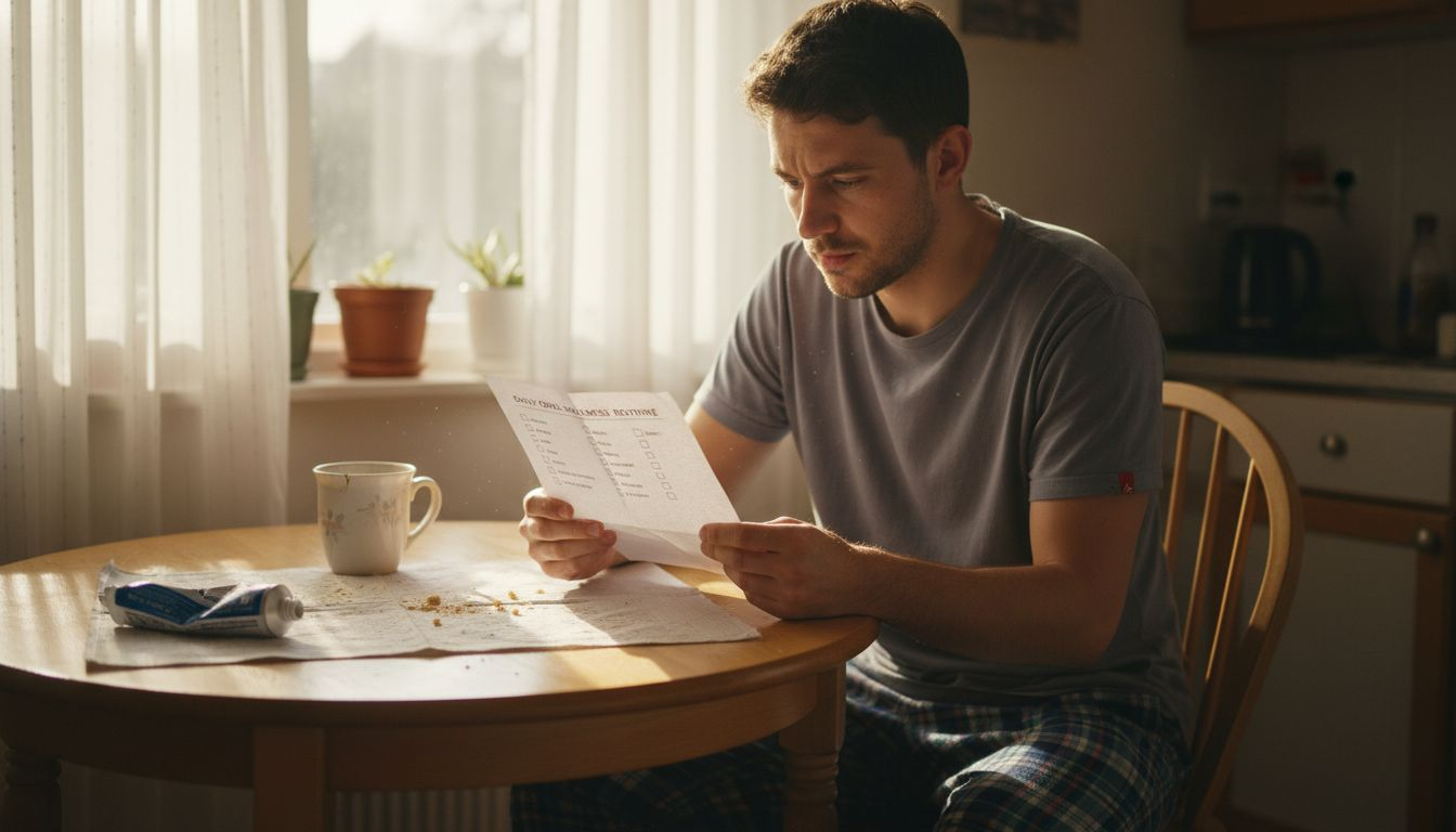 Man planning daily oral care routine