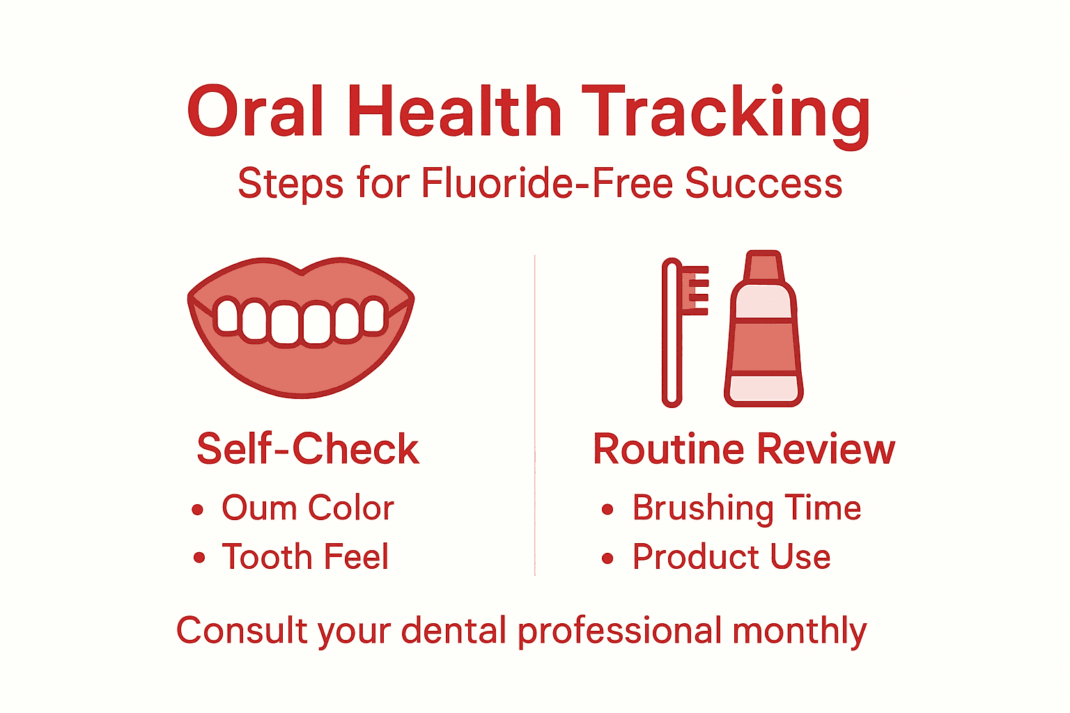 Infographic on steps for fluoride-free dental progress