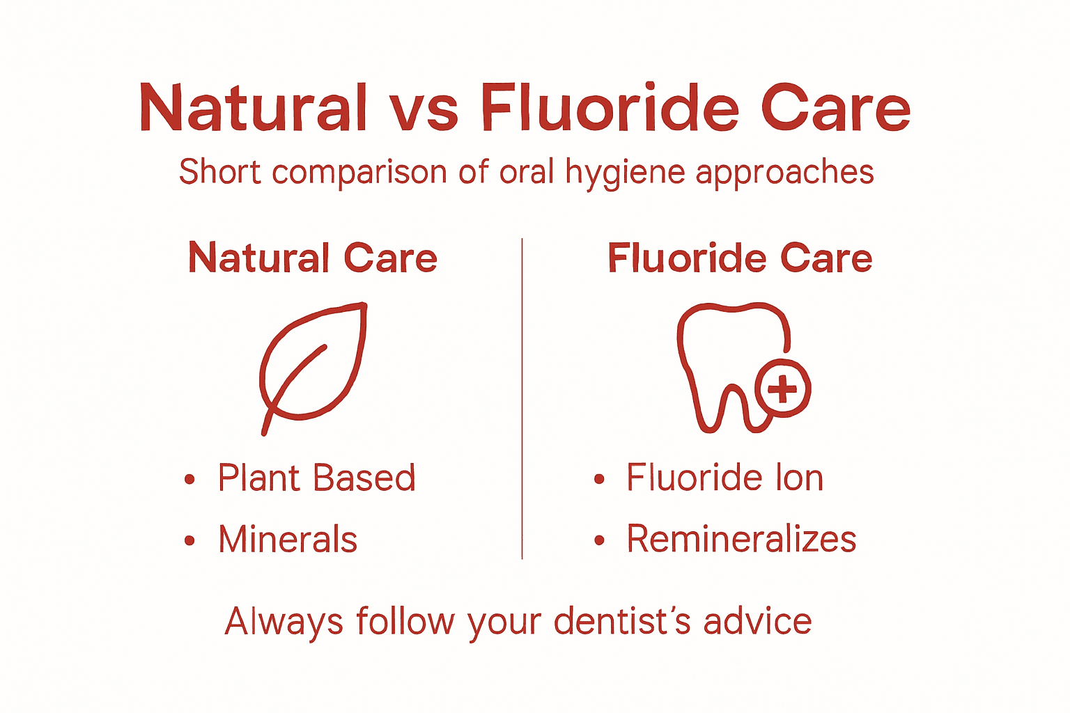 Infographic comparing natural and fluoride oral care