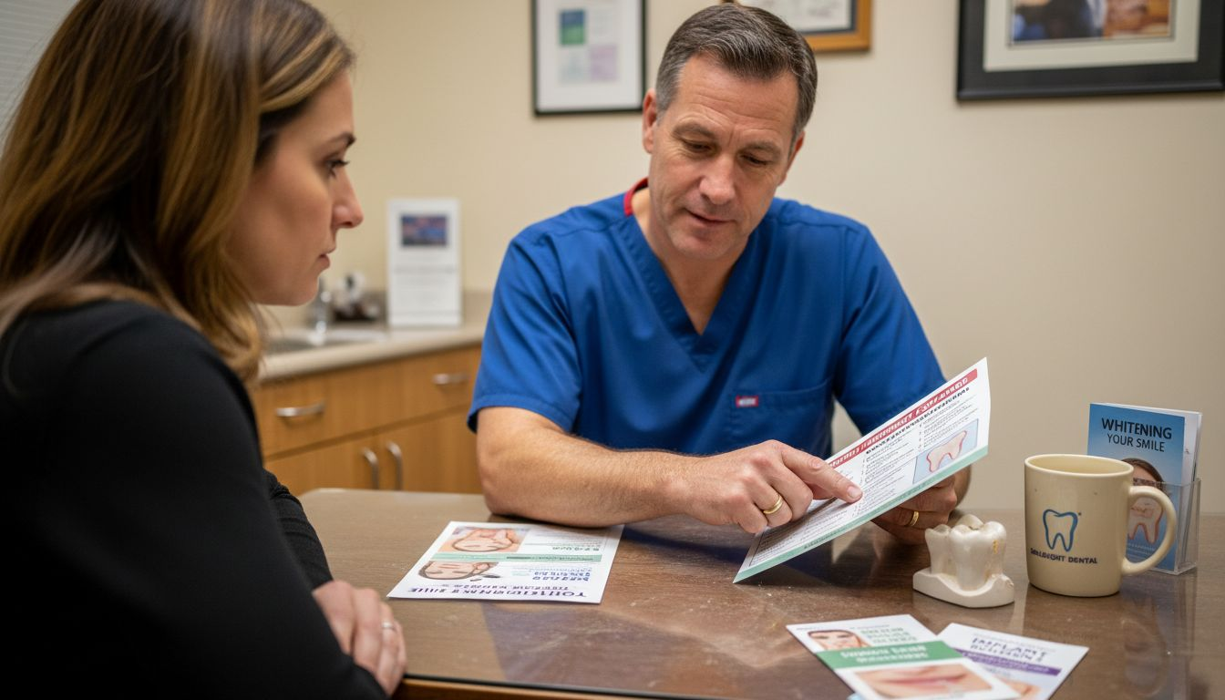 Dentist discussing toothpaste ingredients