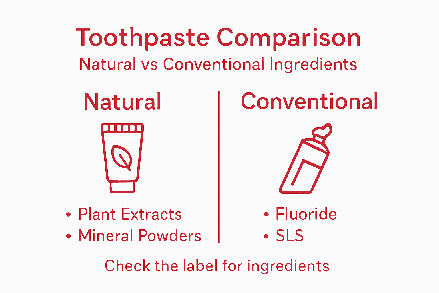 Infographic comparing natural and conventional toothpaste