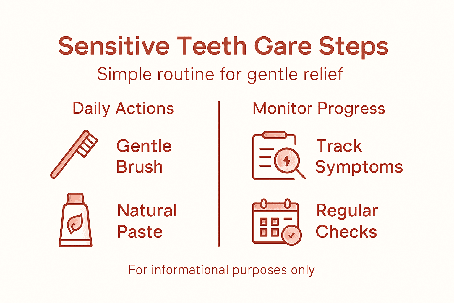 Infographic with steps for sensitive teeth care
