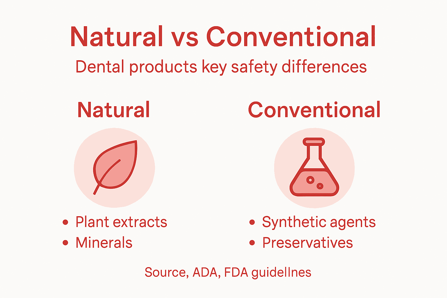 Infographic comparing natural and conventional dental products