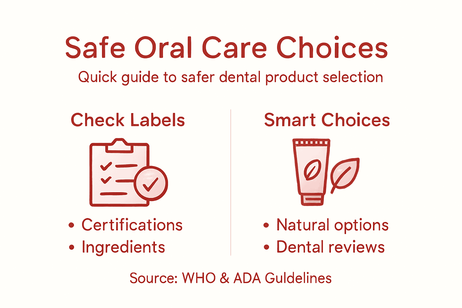Infographic on safe oral care choices overview