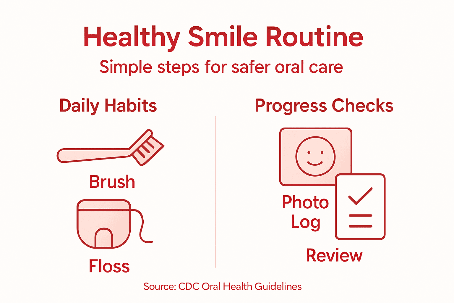 Infographic outlining healthy oral care steps
