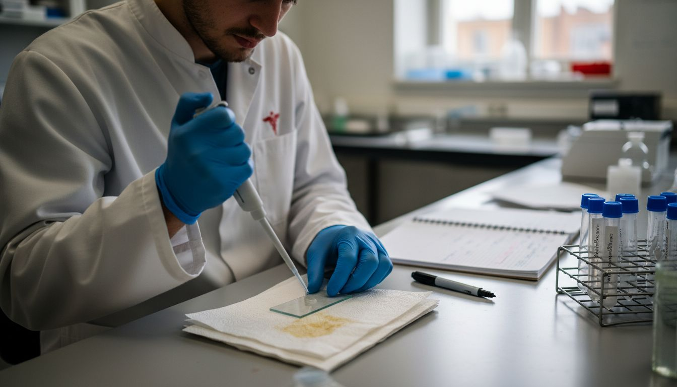 Technician preparing saliva analysis slide