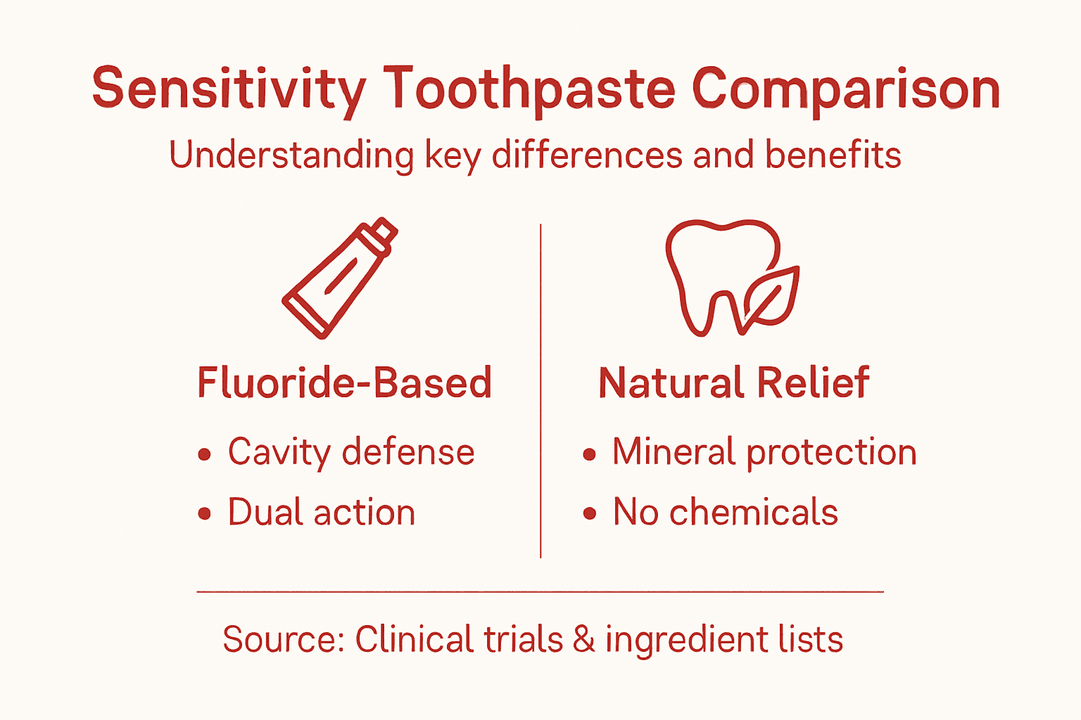 Infographic comparing sensitivity relief toothpaste types