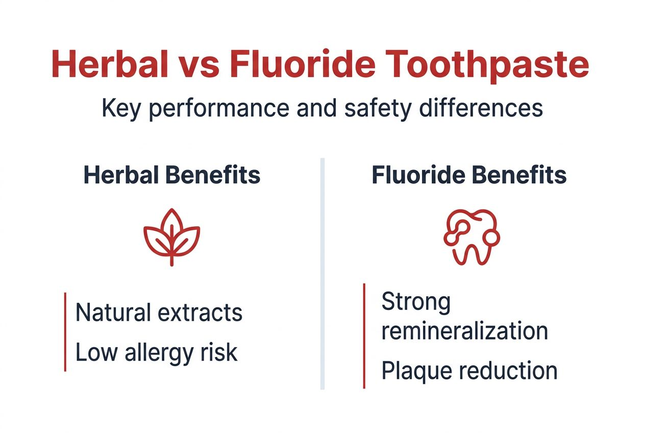Infographic comparing herbal and fluoride toothpaste