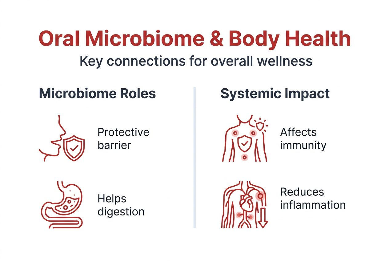 Infographic showing oral microbiome and body health