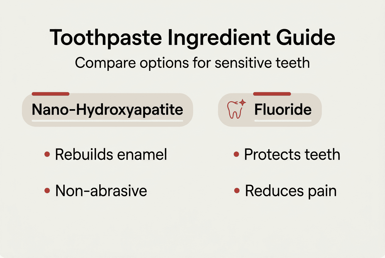 Infographic comparing sensitive toothpaste ingredients