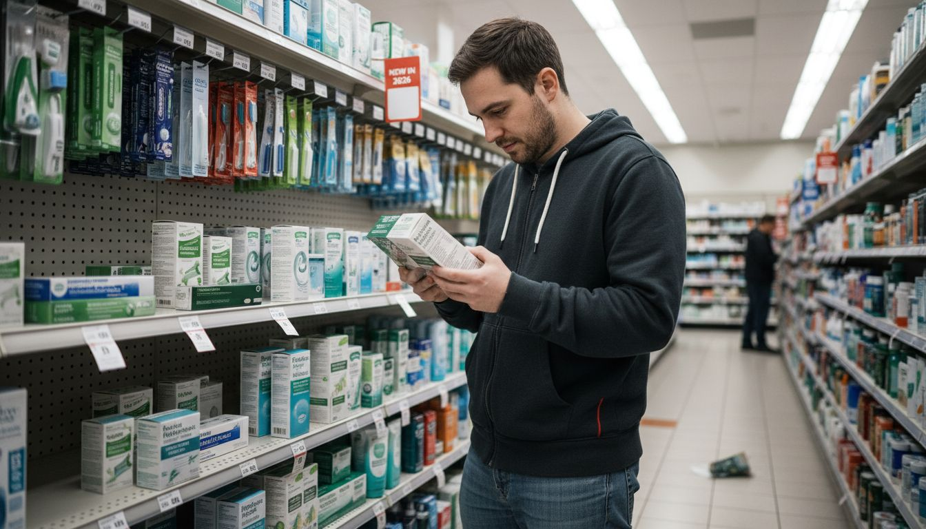Man examining calcium phosphate dental products