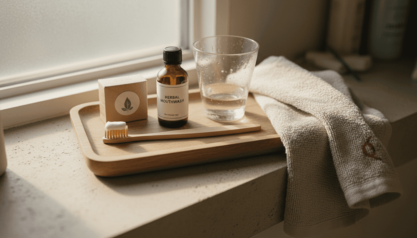 Natural oral care toolkit with eco-friendly items