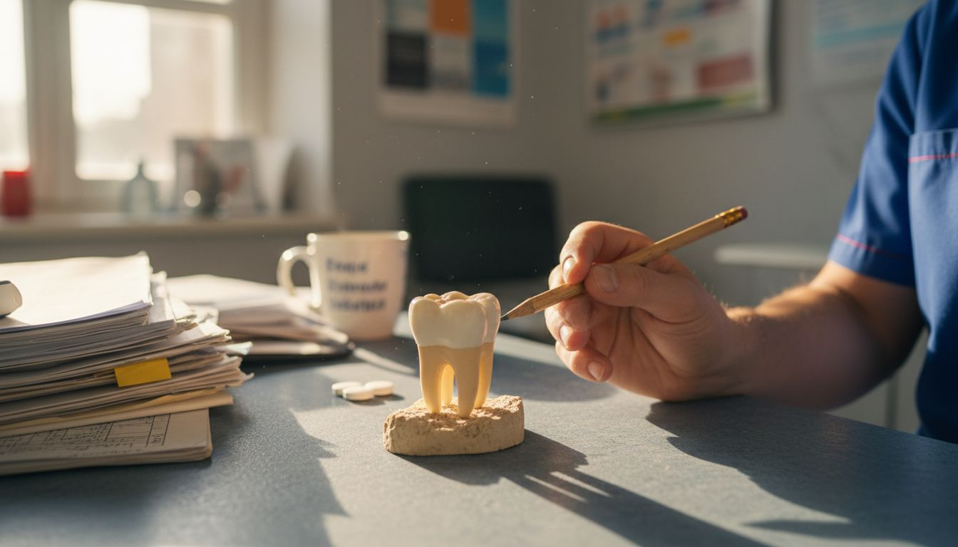 Dentist explaining enamel mineral benefits