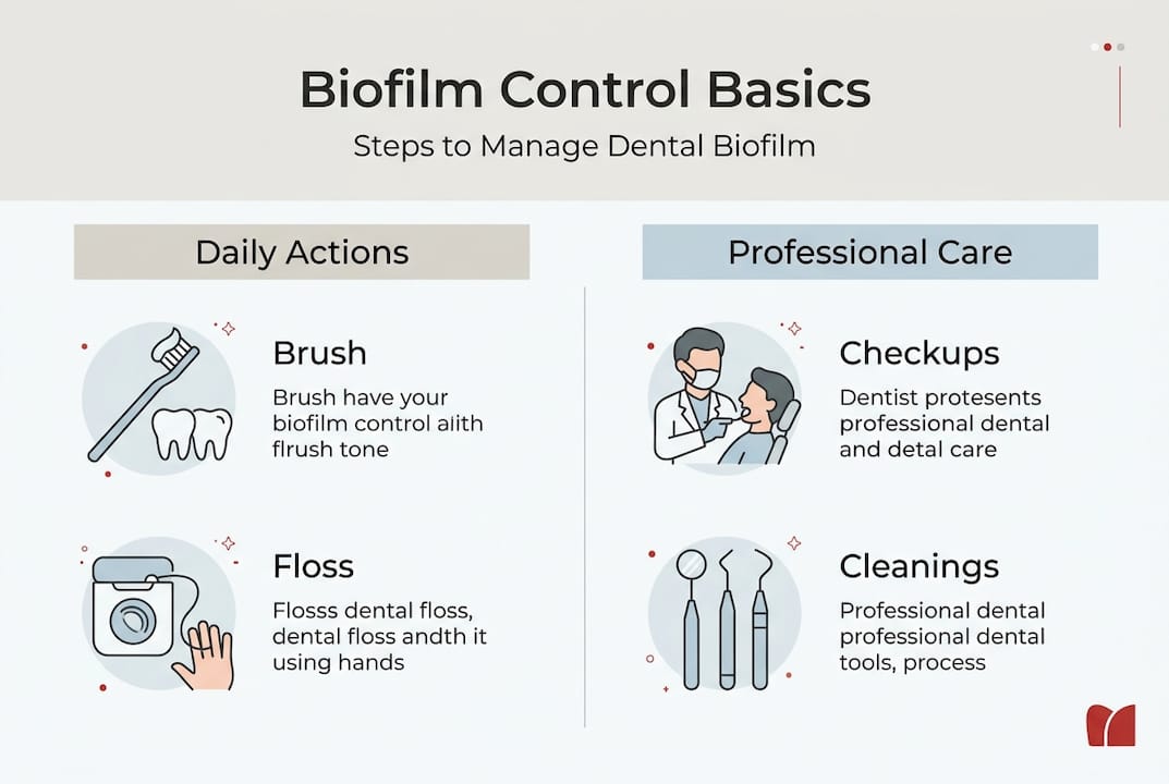 Infographic of dental biofilm control basics