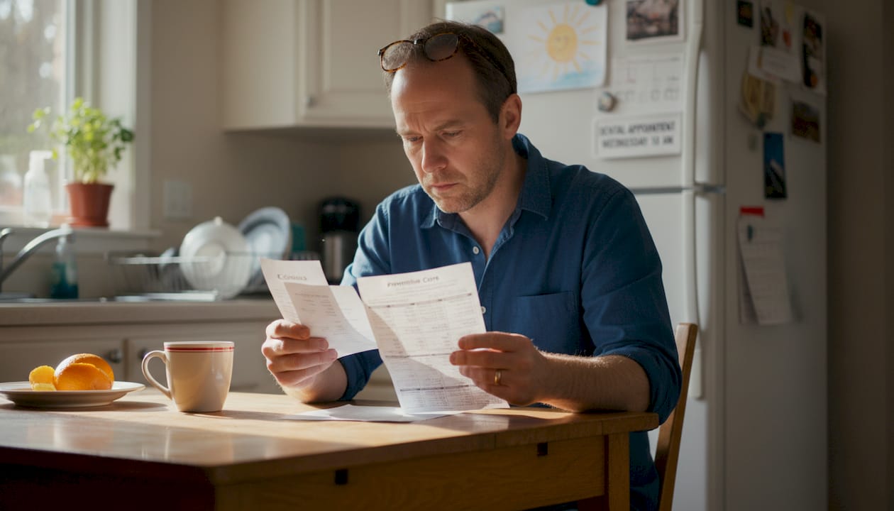Man reviewing dental wellness costs and schedule