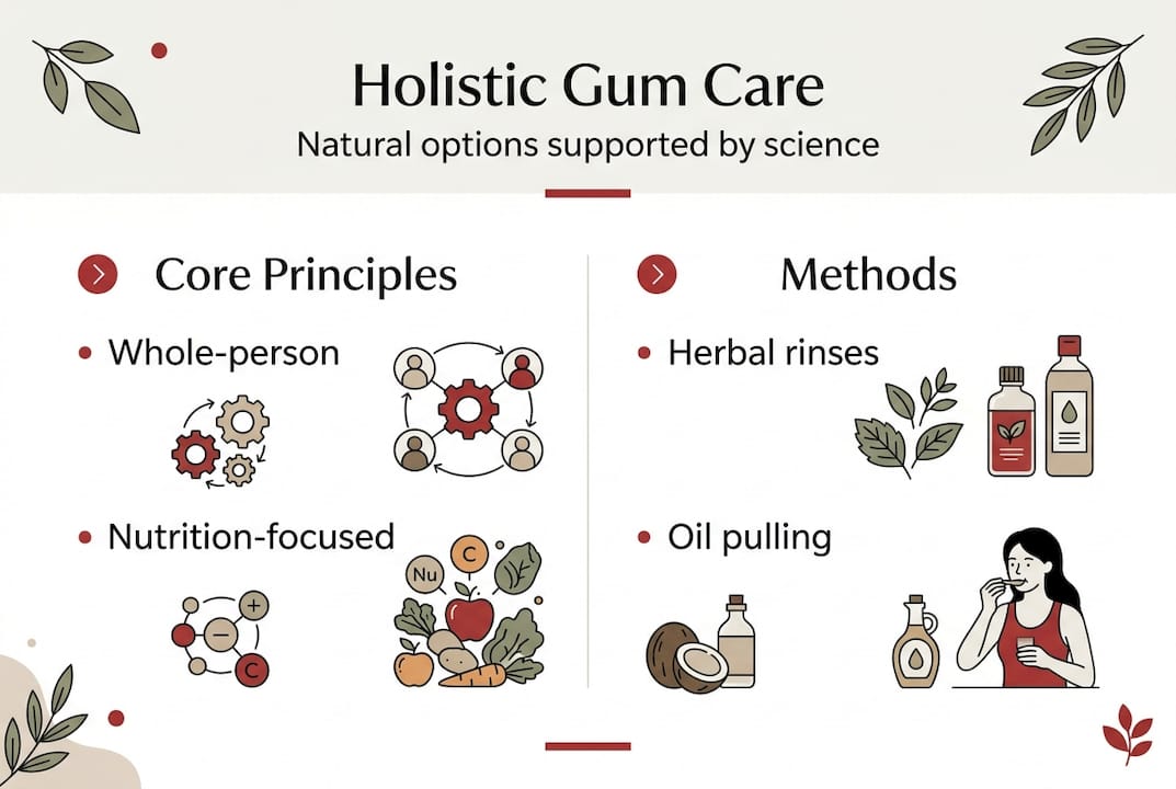 Infographic with principles and methods of gum care