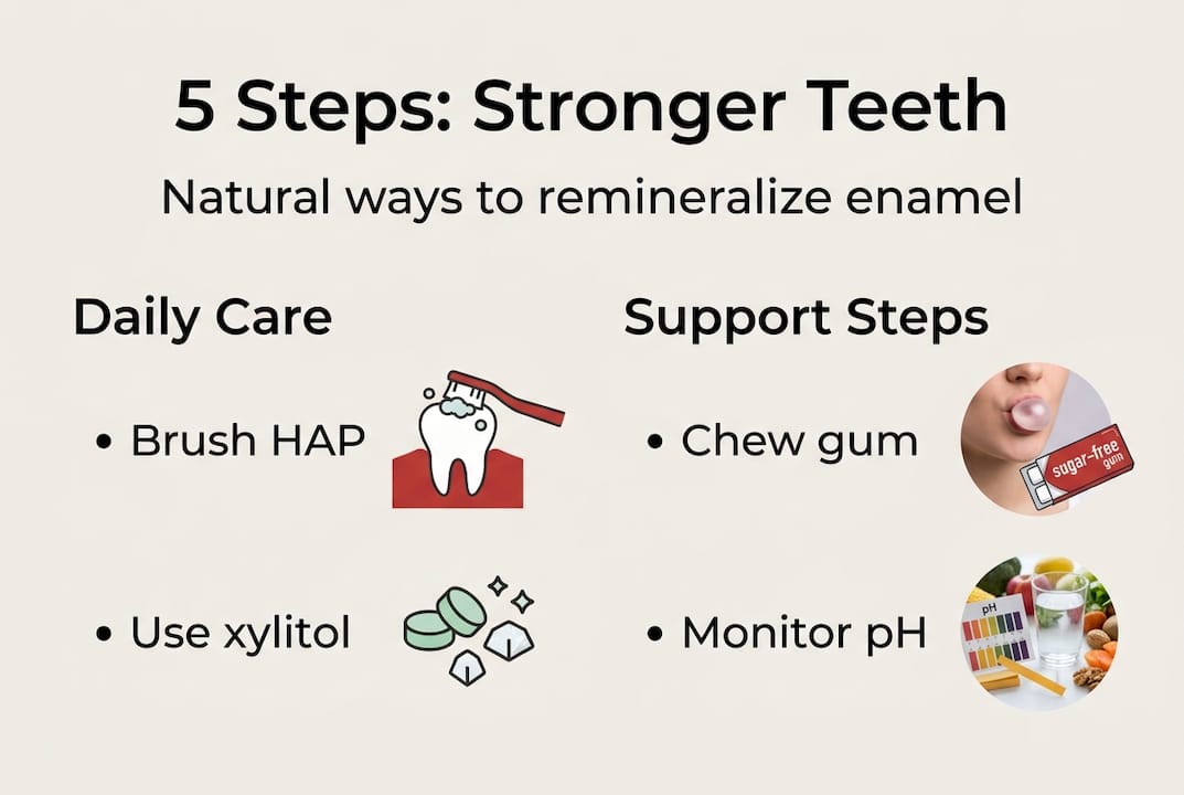 Infographic with five natural tooth care steps