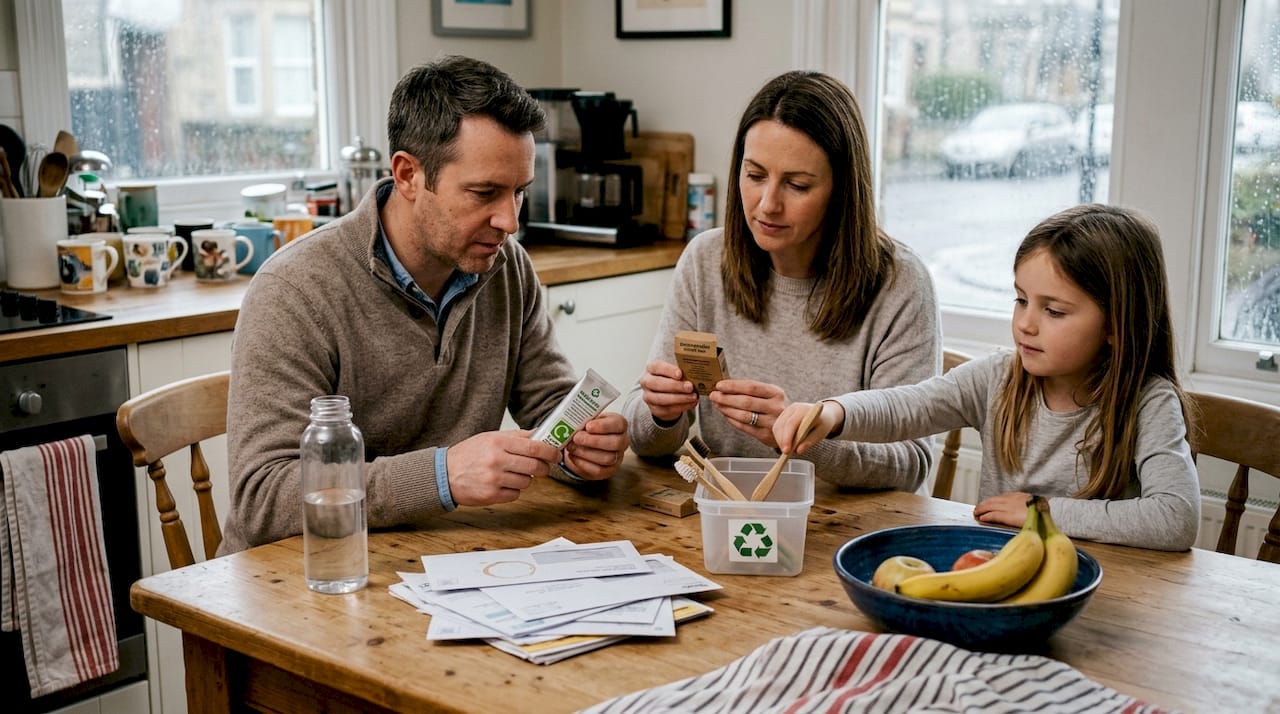Family sorting sustainable dental products