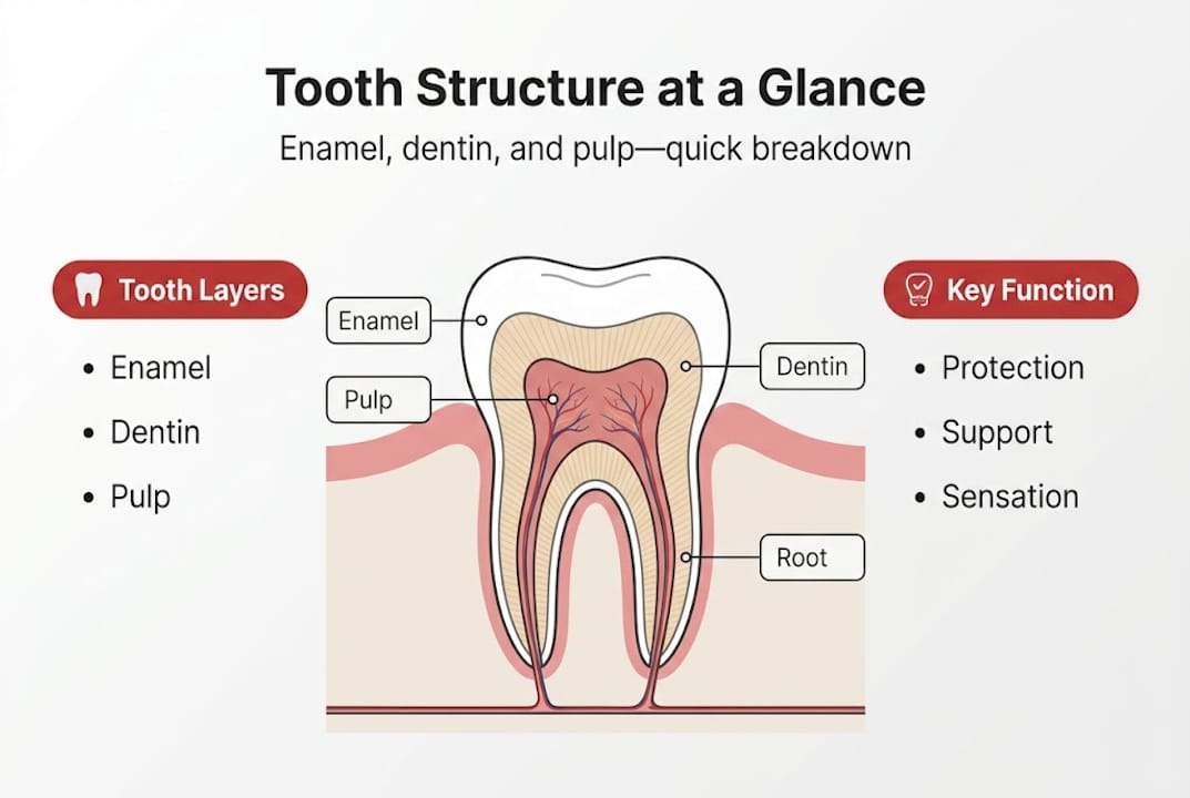 Infographic of tooth layers and their functions
