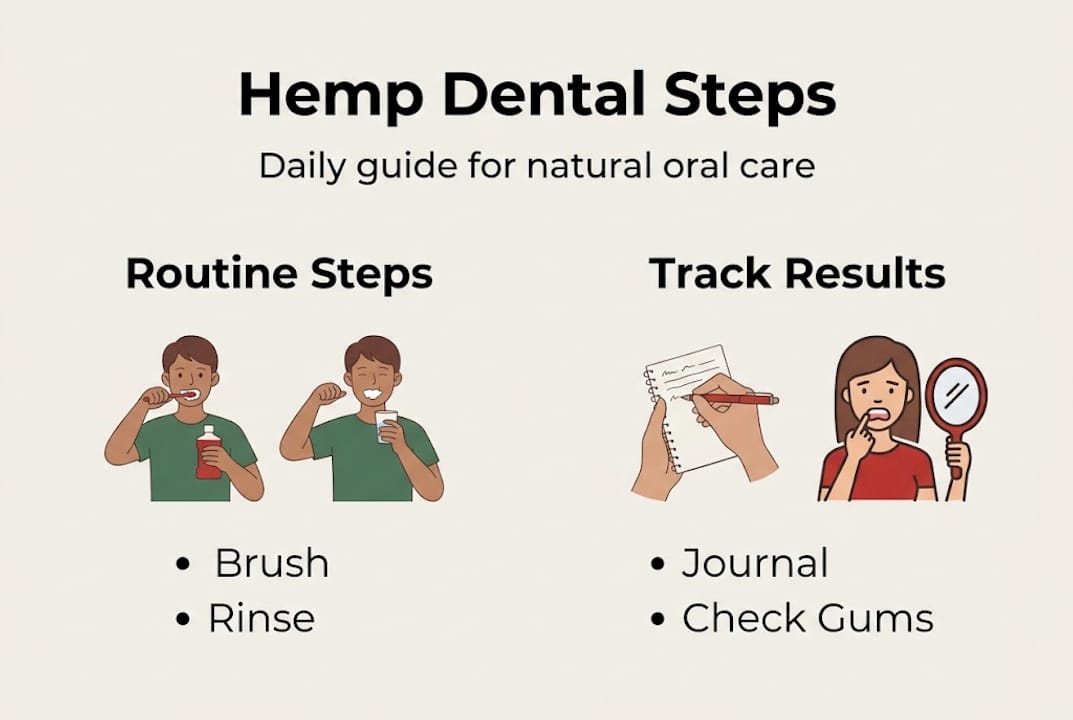 Infographic with hemp dental routine steps and tracking