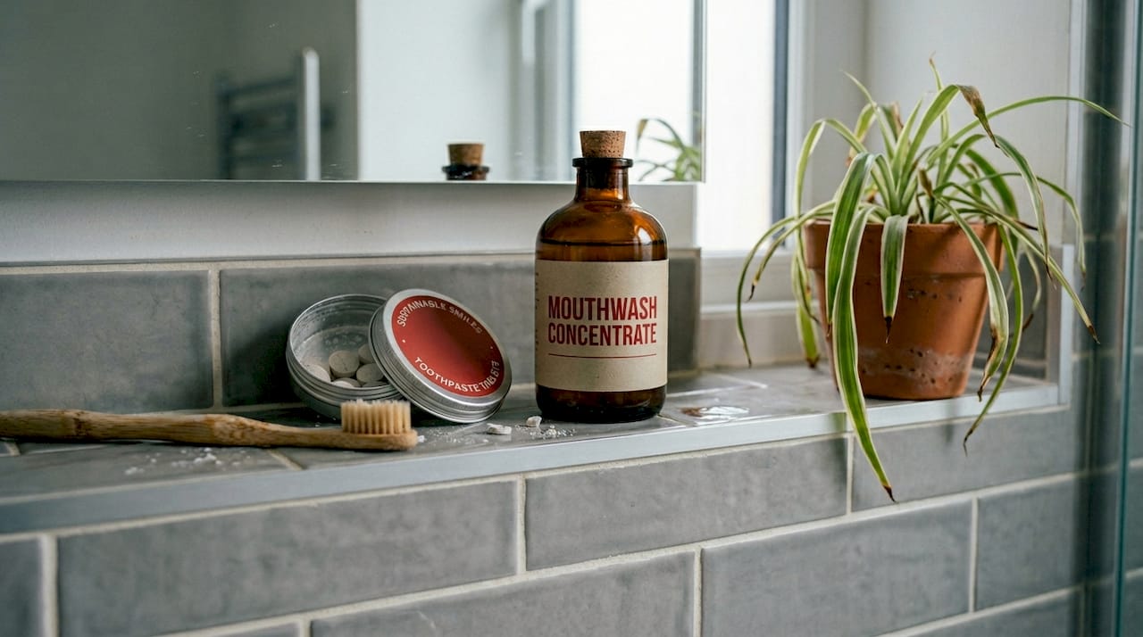 Sustainable oral care products on shelf