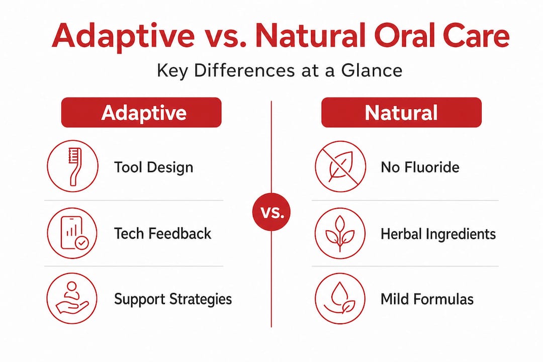 Infographic showing adaptive versus natural oral care comparison