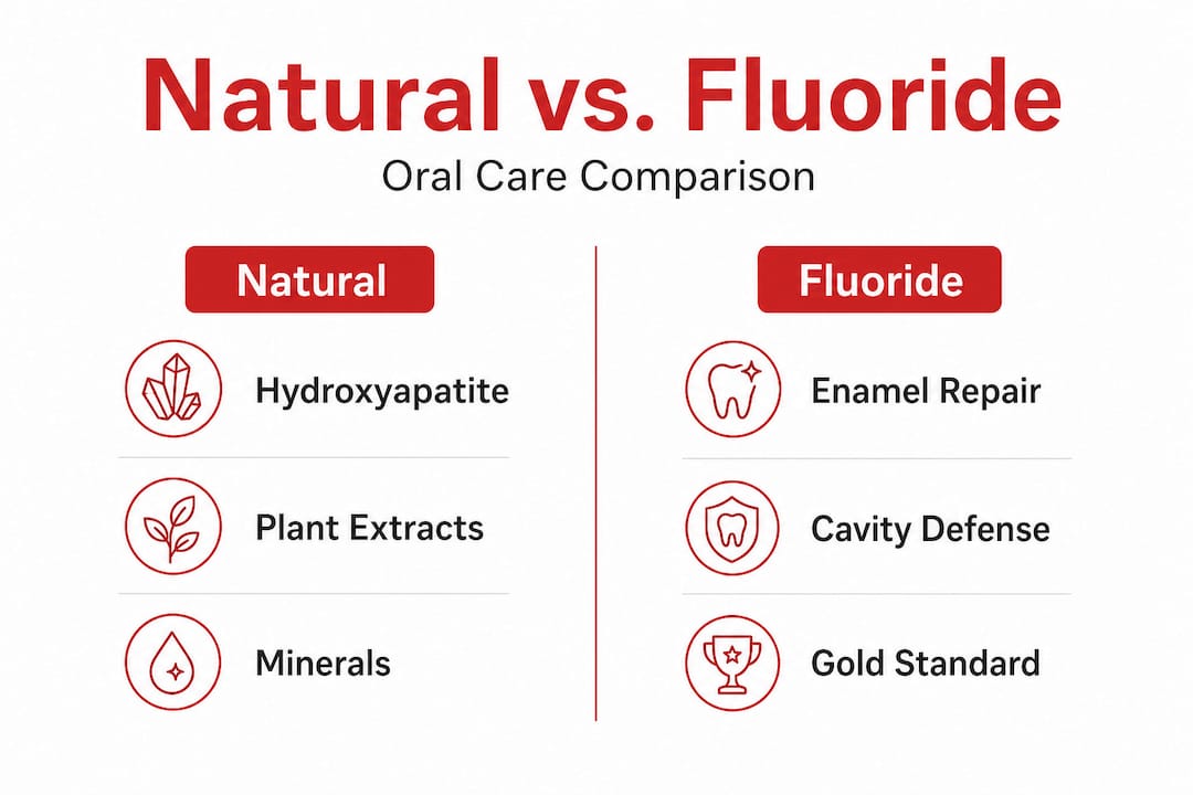 Infographic comparing natural and fluoride oral care