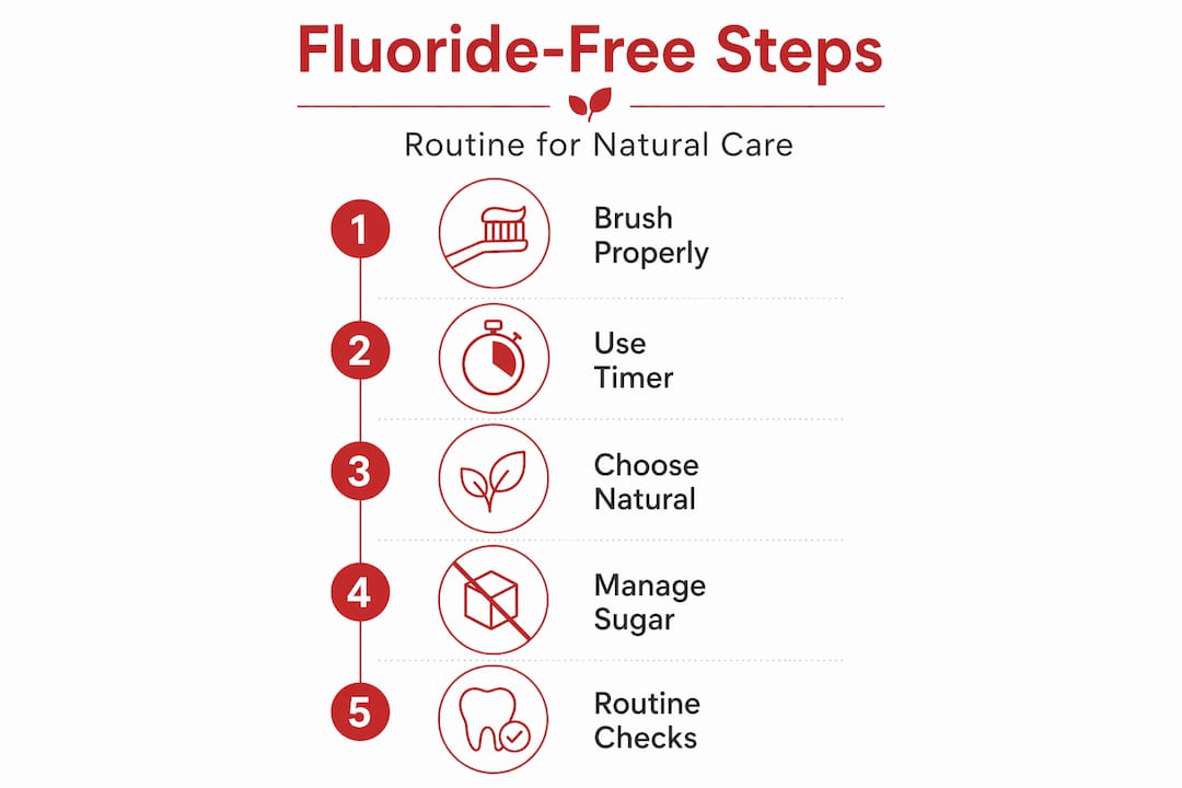 Infographic with step-by-step fluoride-free routine