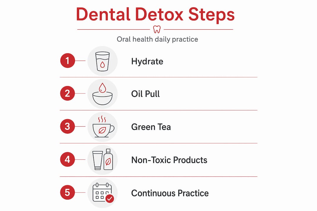 Infographic showing dental detox daily steps