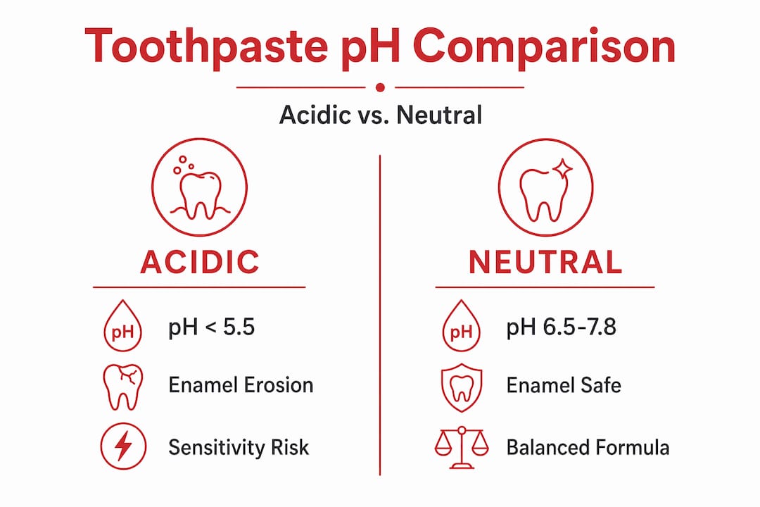 Infographic comparing acidic and neutral toothpaste pH