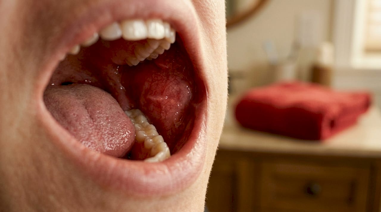 Close-up of buccal mucosa tissue
