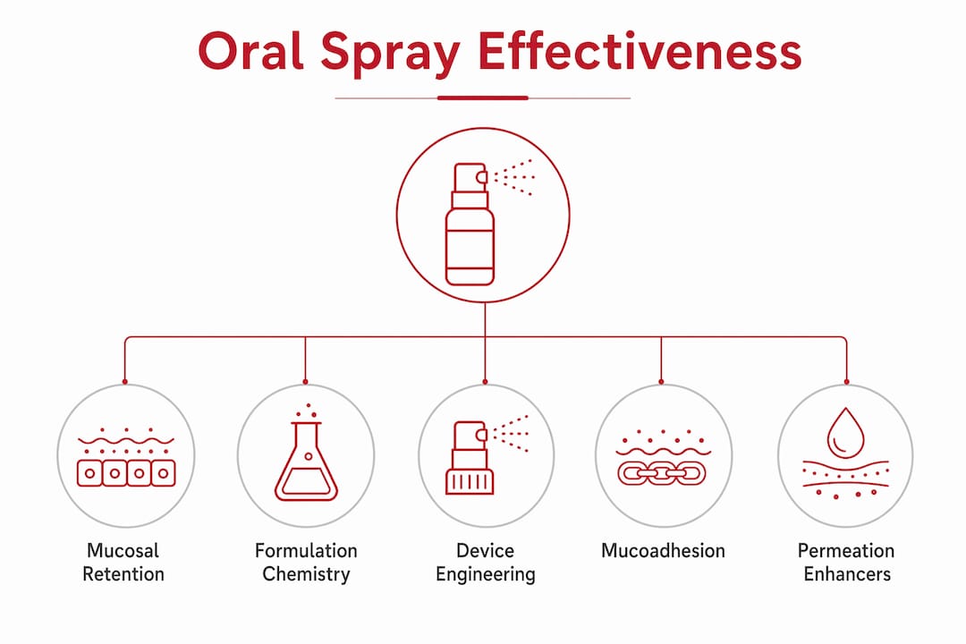Infographic on factors influencing oral spray effectiveness